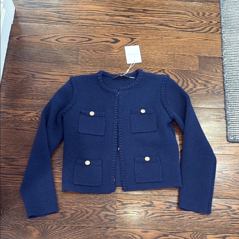 Endless Rose Navy Textured Pocket Cardigan Jacket